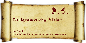 Mattyasovszky Vidor névjegykártya